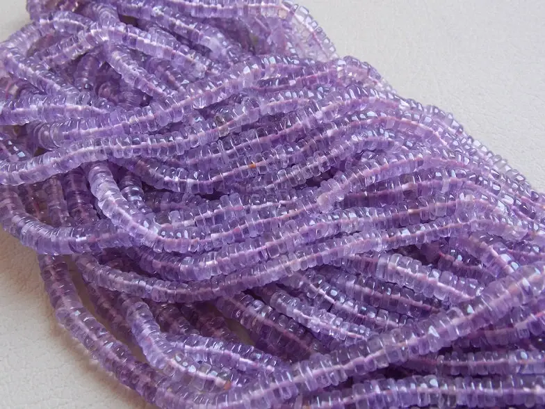 サムネイル： Pink Amethyst Smooth Polished Coin Button Tire Bead 16Inch Strand