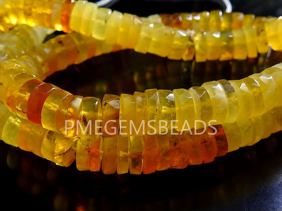 サムネイル： Yellow Opal Shaded Faceted Tyre Beads