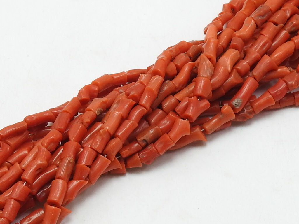 Red Coral Bead Smooth Polished Tumble Nugget 16Inches 6-7MM Long Approx