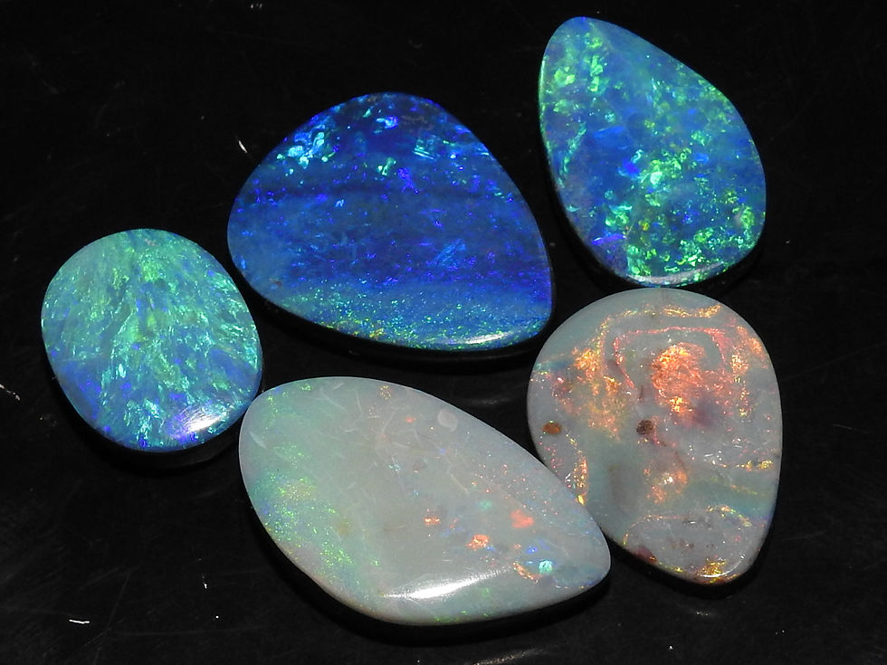 Australian Opal Doublet Multi Flashy Fire Smooth Cabochon Lot