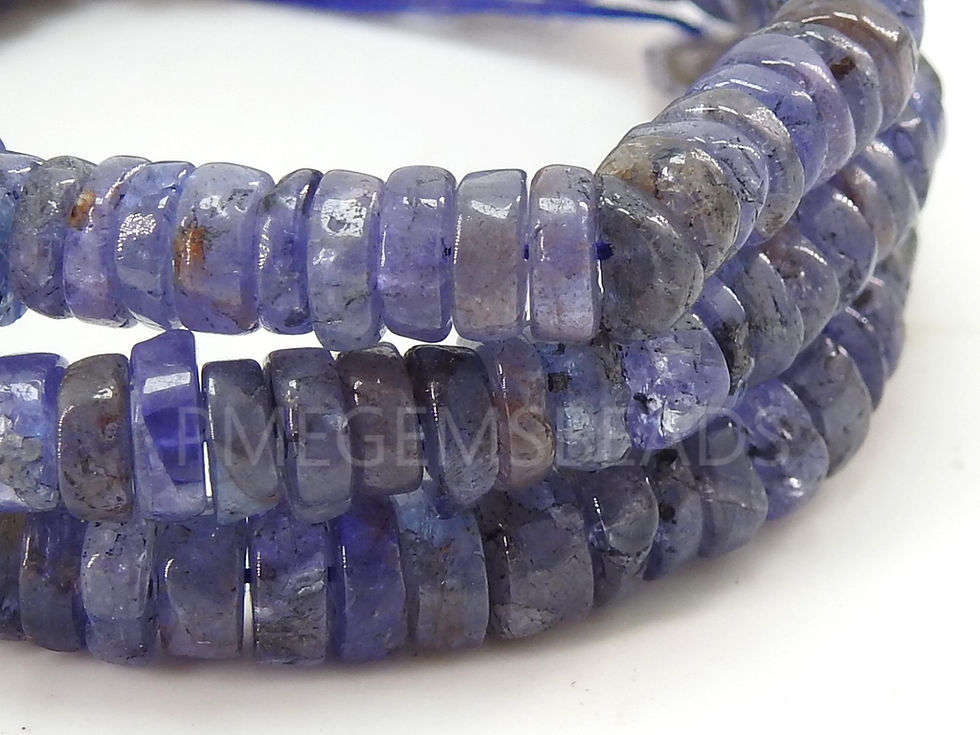 サムネイル： Blue Tanzanite Smooth Heishi Tyre Beads