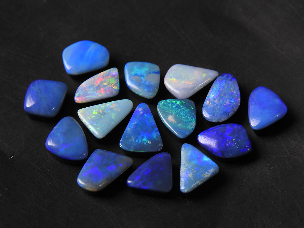 Miniature : Australian Opal Doublet Cabochon Lot Smooth Polished 15Piece 7To9MM Long MS-35