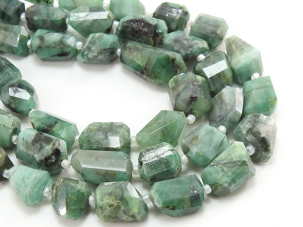 Emerald Faceted Tumble Nugget/8Inches Strand 10To17MM Long Approx