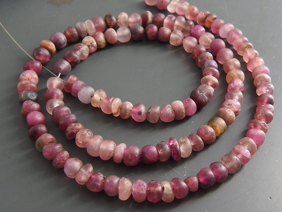 Pink Tourmaline Smooth Matte Polished Roundel Beads
