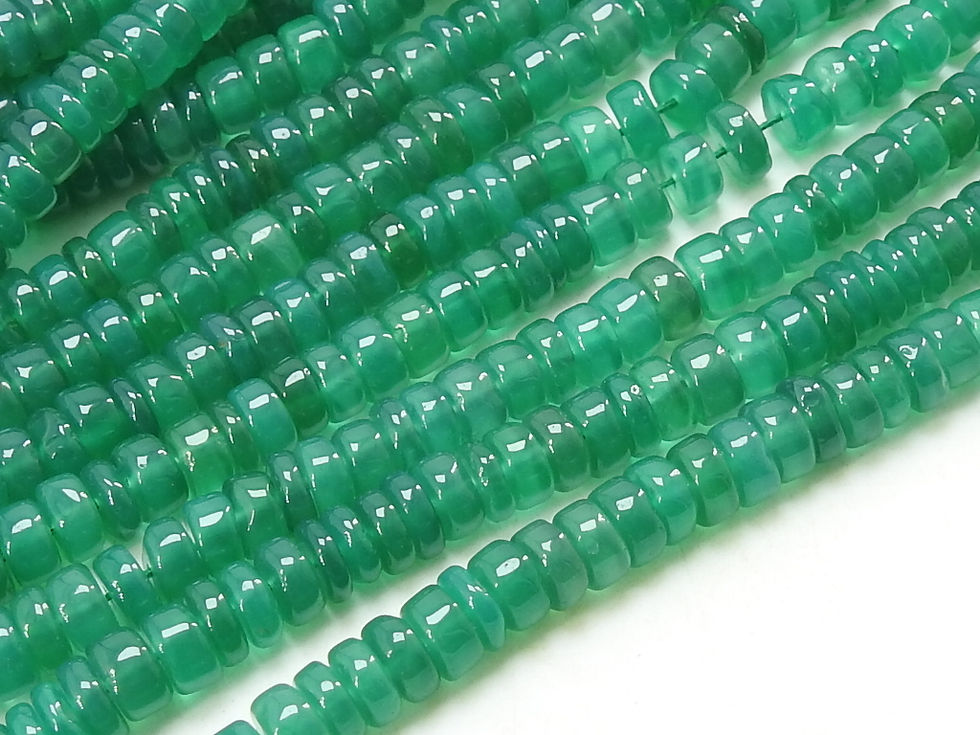 Green Onyx Smooth Heishi Tyre Beads/Button/Coin/Wheel Shape