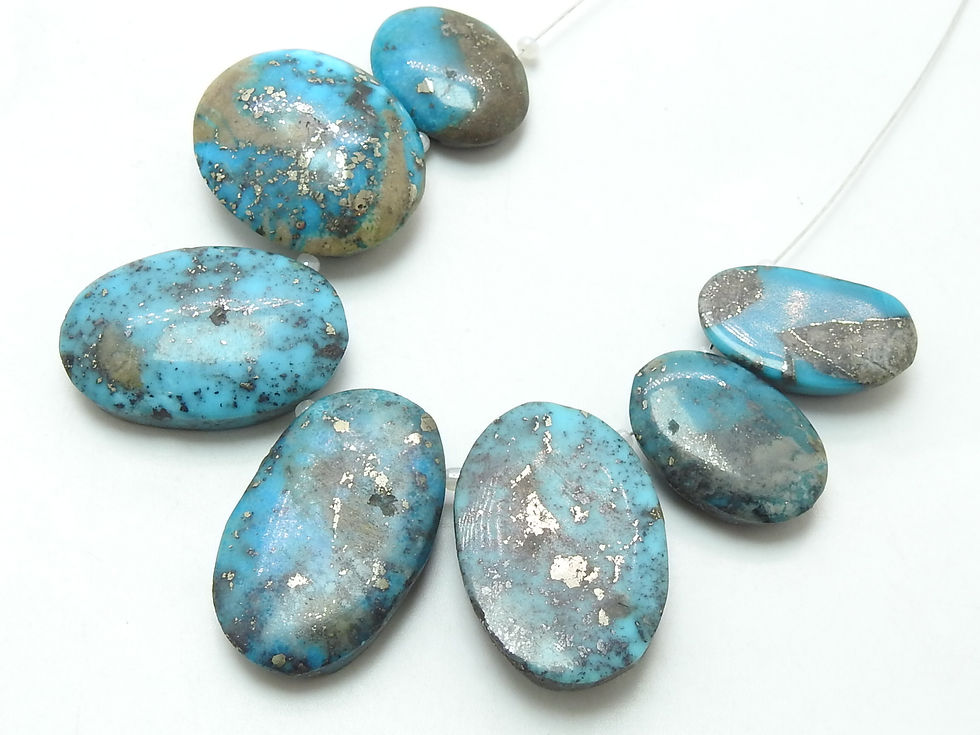 Natural Turquoise Cabochon Briolette/7Piece 18X14To28X19MM/BR9-E