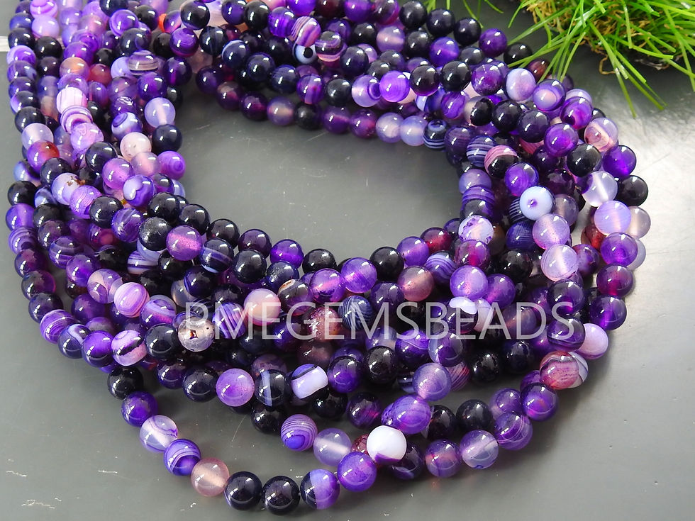 Миниатюра: Purple Stripe Agate Sphere Ball Round Beads