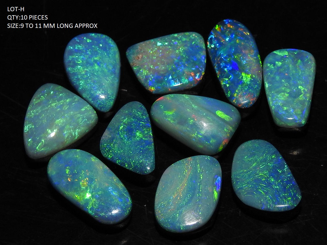 Australian Opal Doublet Multi Fire Smooth Fancy Shape Cabochon Lot