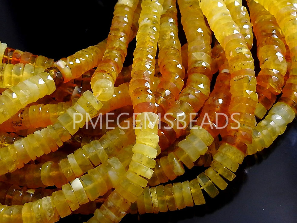 Yellow Opal Shaded Faceted Tyre Beads