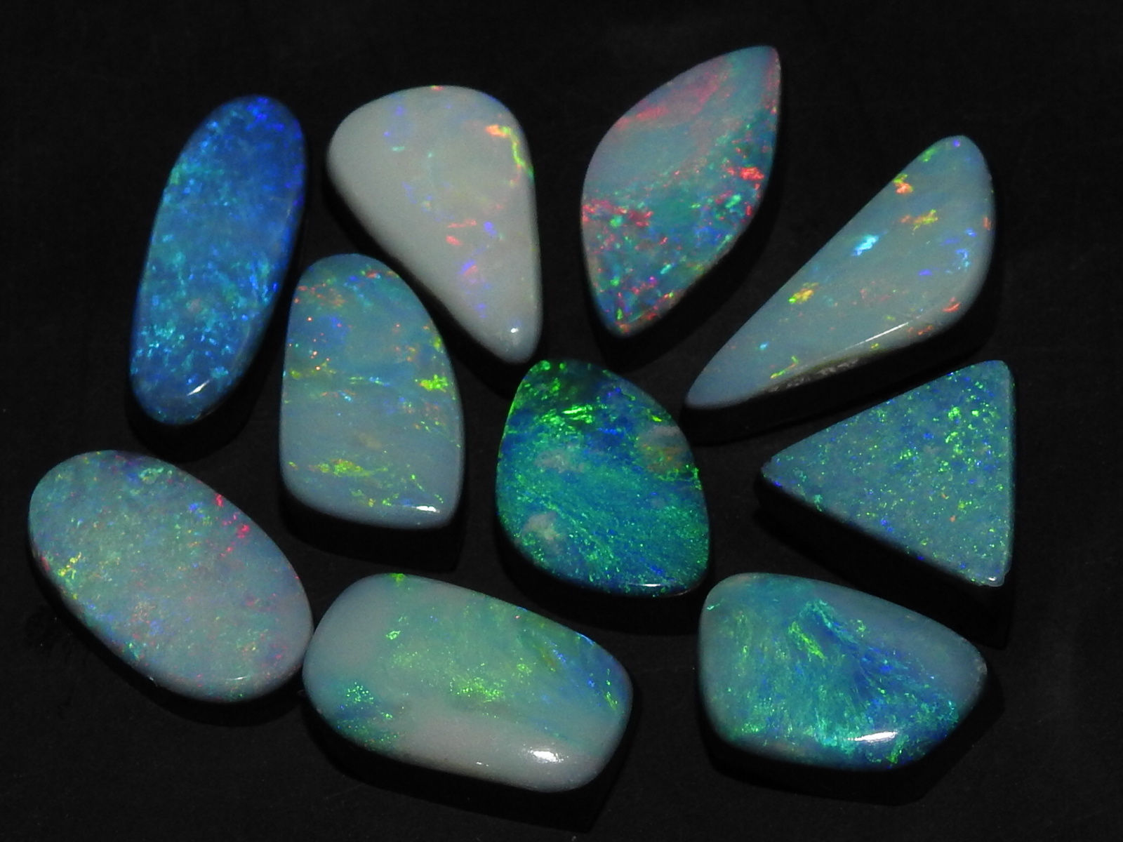 Australian Opal Doublet Multi Flashy Fire Smooth Cabochon Lot/10Piece 12To16MM L