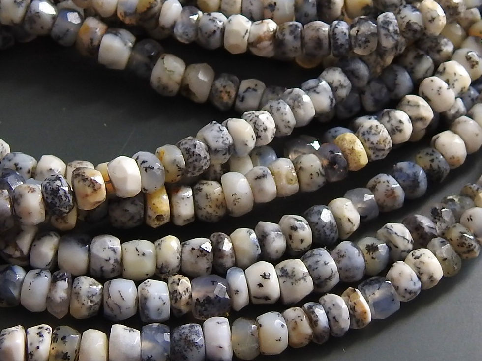サムネイル： Dendrite Opal Shaded Faceted Roundel Beads