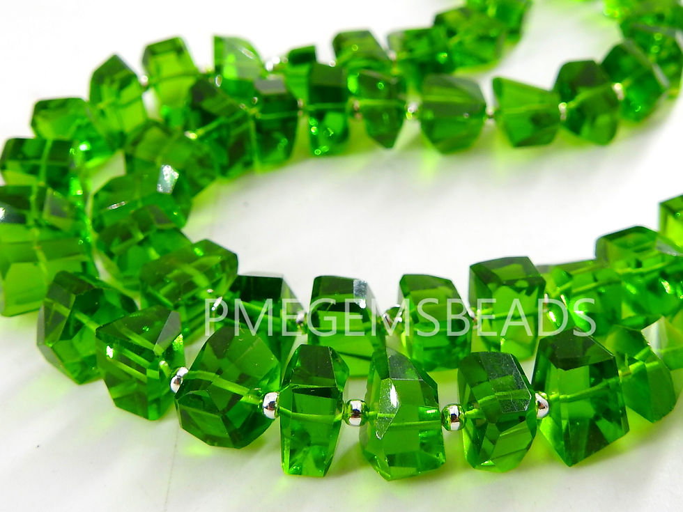 Chrome Green Quartz Faceted Tumble Nuggets Beads