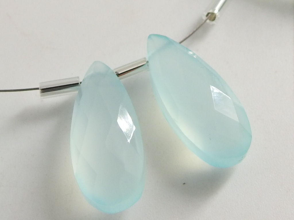 Aqua Blue Chalcedony Faceted Teardrop