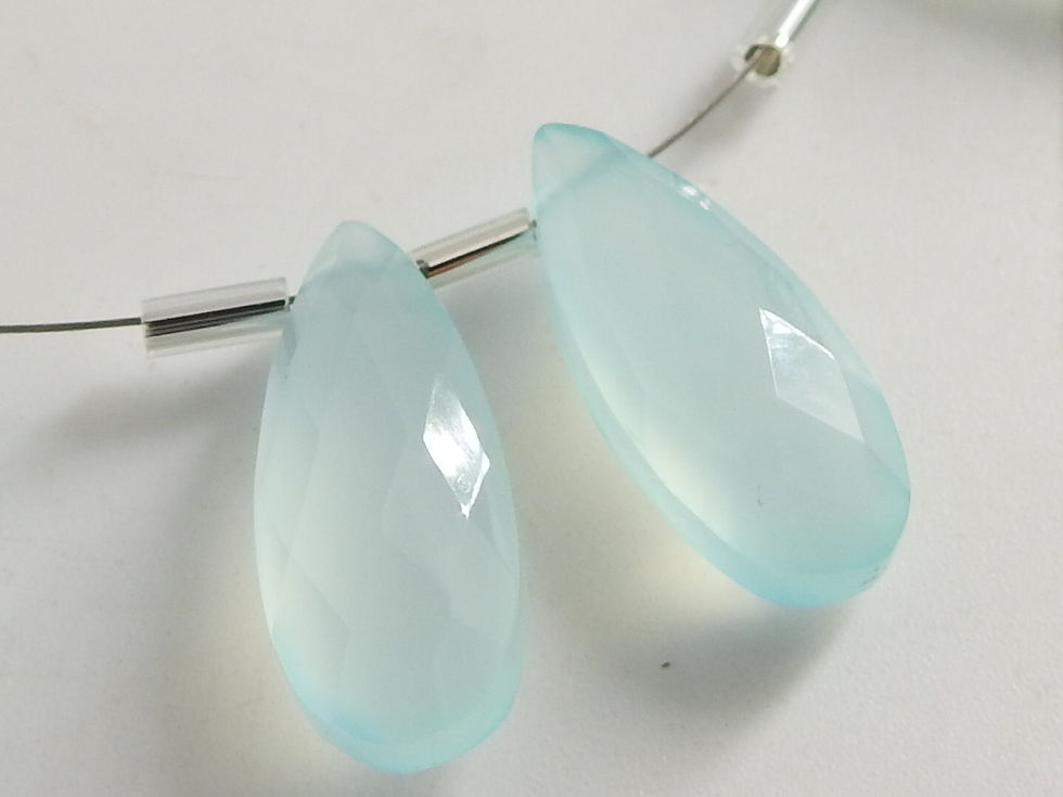 Aqua Blue Chalcedony Faceted Teardrop