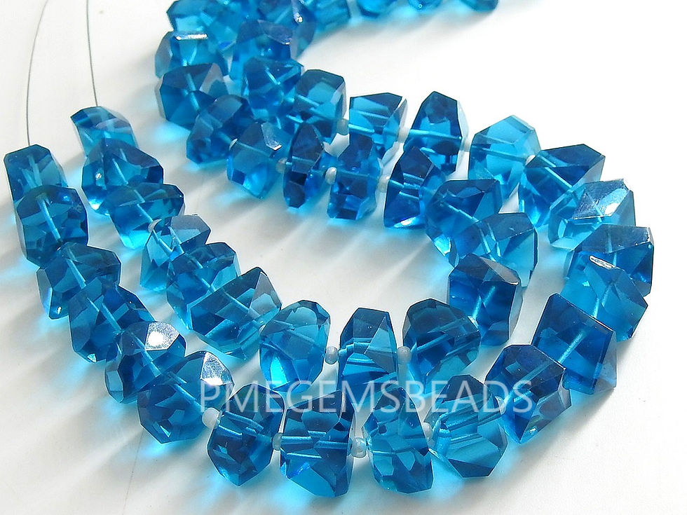 Paraiba Blue Quartz Faceted Tumble Nuggets Beads