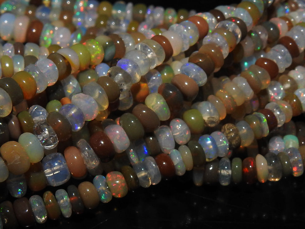 Disco Ethiopian Opal Multi Fire Smooth Roundel Bead