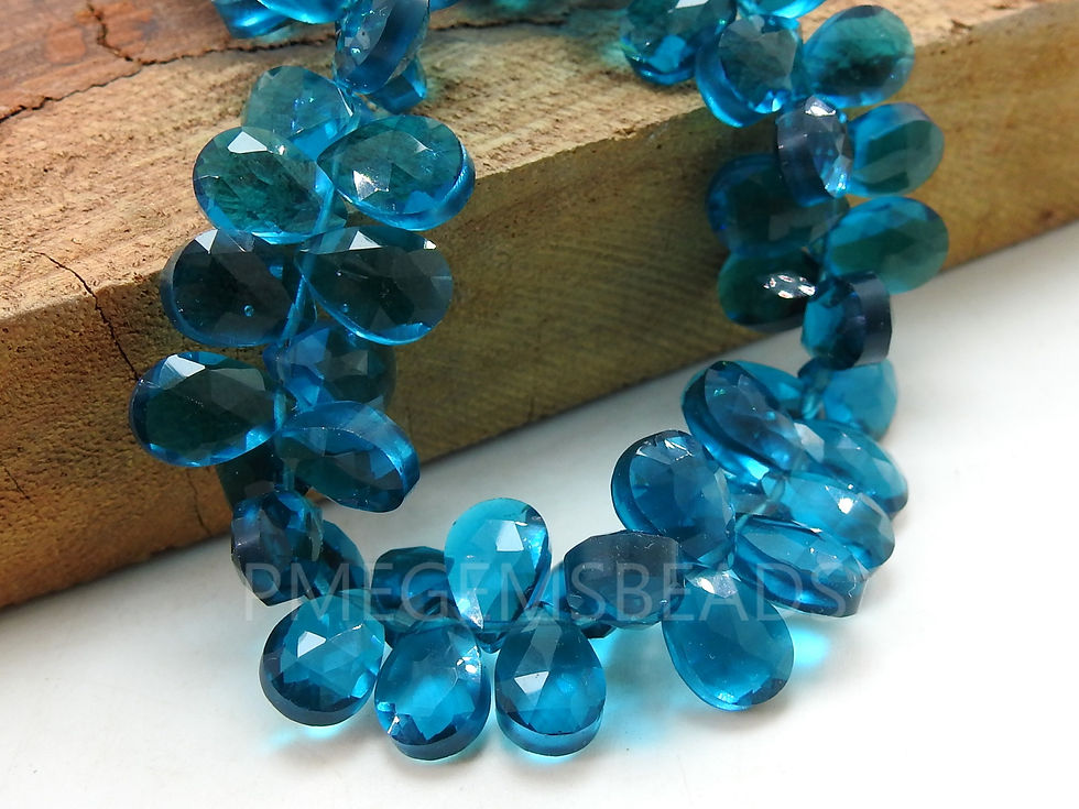 Peacock Blue Quartz Faceted Teardrop