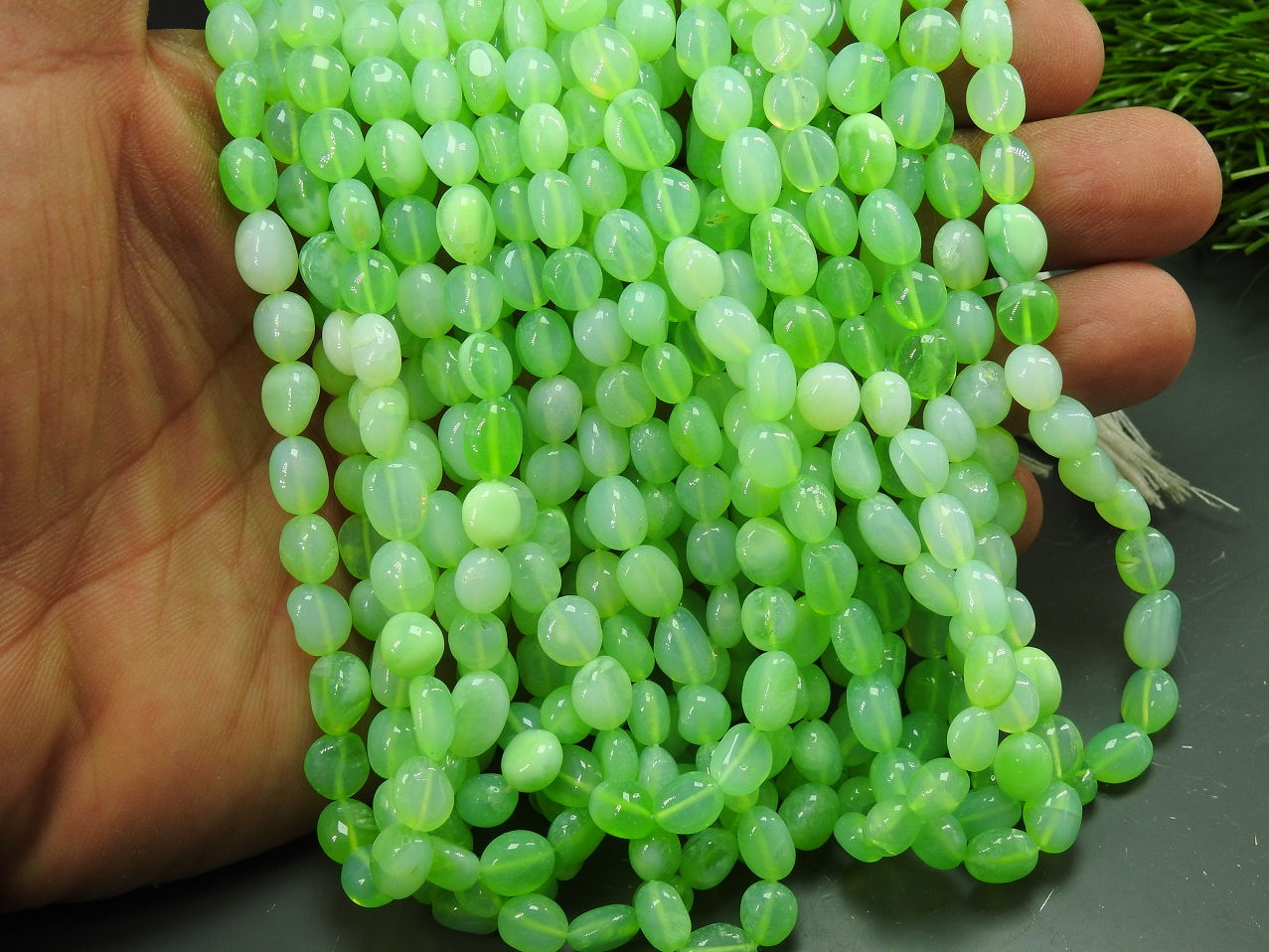 Green Opal Smooth Tumble Nugget 16Inch 7-9MM Long Approx