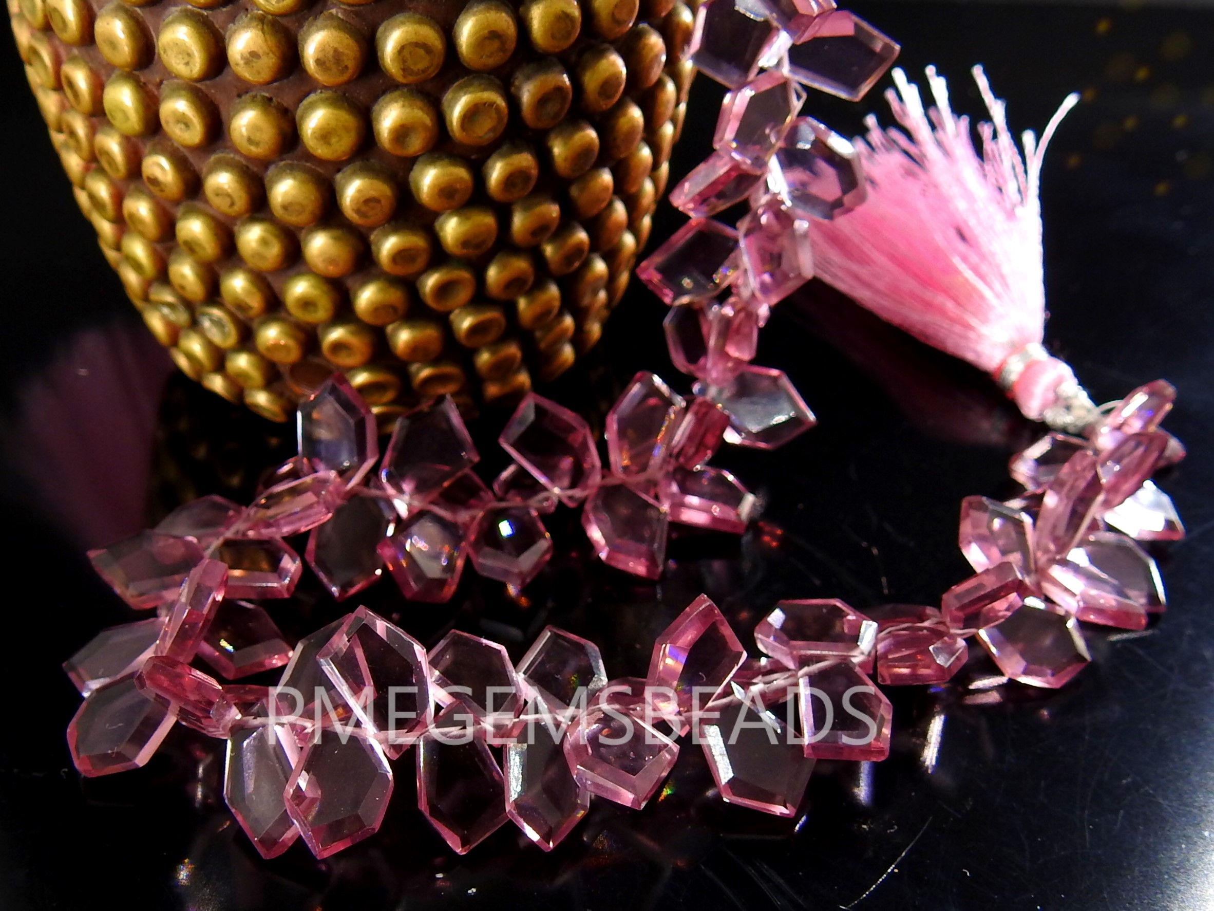 Kunzite Pink Quartz Faceted Fancy Slice Cut Briolette