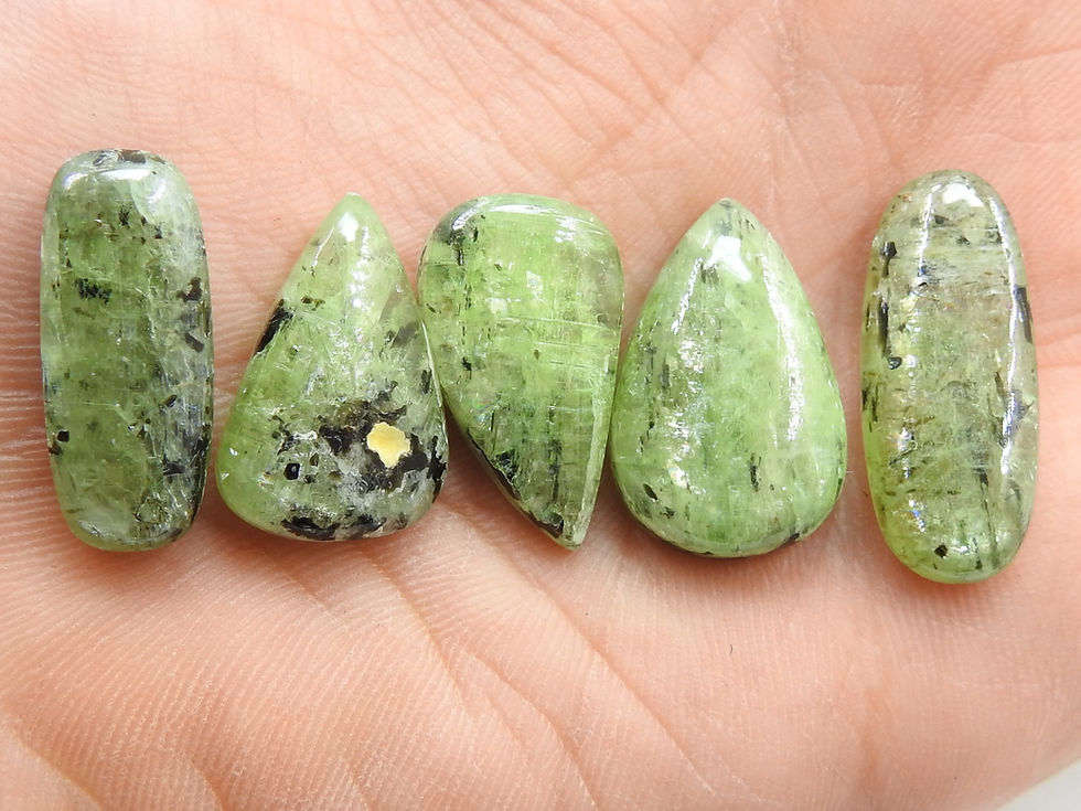 Thumbnail: Green Kyanite Smooth Cabochon 5Piece Lot 22X28To10X16MM Approx C-41