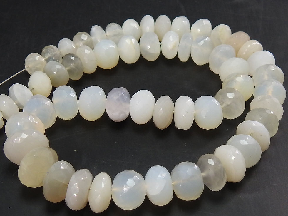 White Moonstone Faceted Roundel Bead 12Inch Strand 6To10MM Approx