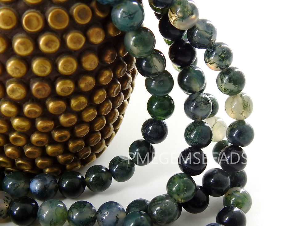 Миниатюра: Green Moss Agate Sphere Ball Round Beads