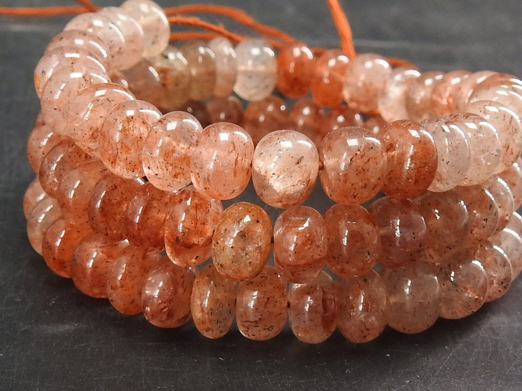 Strawberry Quartz Smooth Roundel Bead/15Inch 7MM/PME-B6