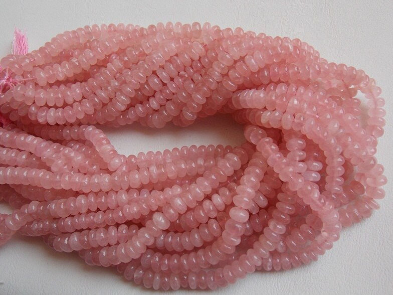 Rose Quartz Smooth Roundel Bead/10Inches Strand