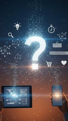 llustrazione concettuale di un dialogo tra mente umana e intelligenza artificiale: un volto stilizzato connesso a una rete digitale, simbolo della trasformazione dei motori di ricerca in motori di domanda e della nascita della conoscenza conversazionale.