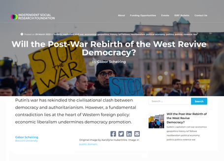 Will the Post-War Rebirth of the West Revive Democracy?