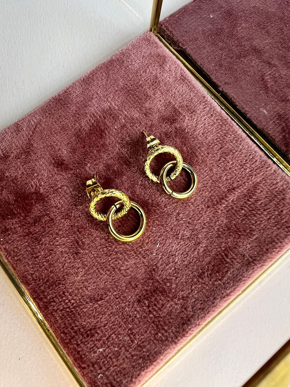 Thumbnail: Stainless Steel Oorbel met dubbele Ringen