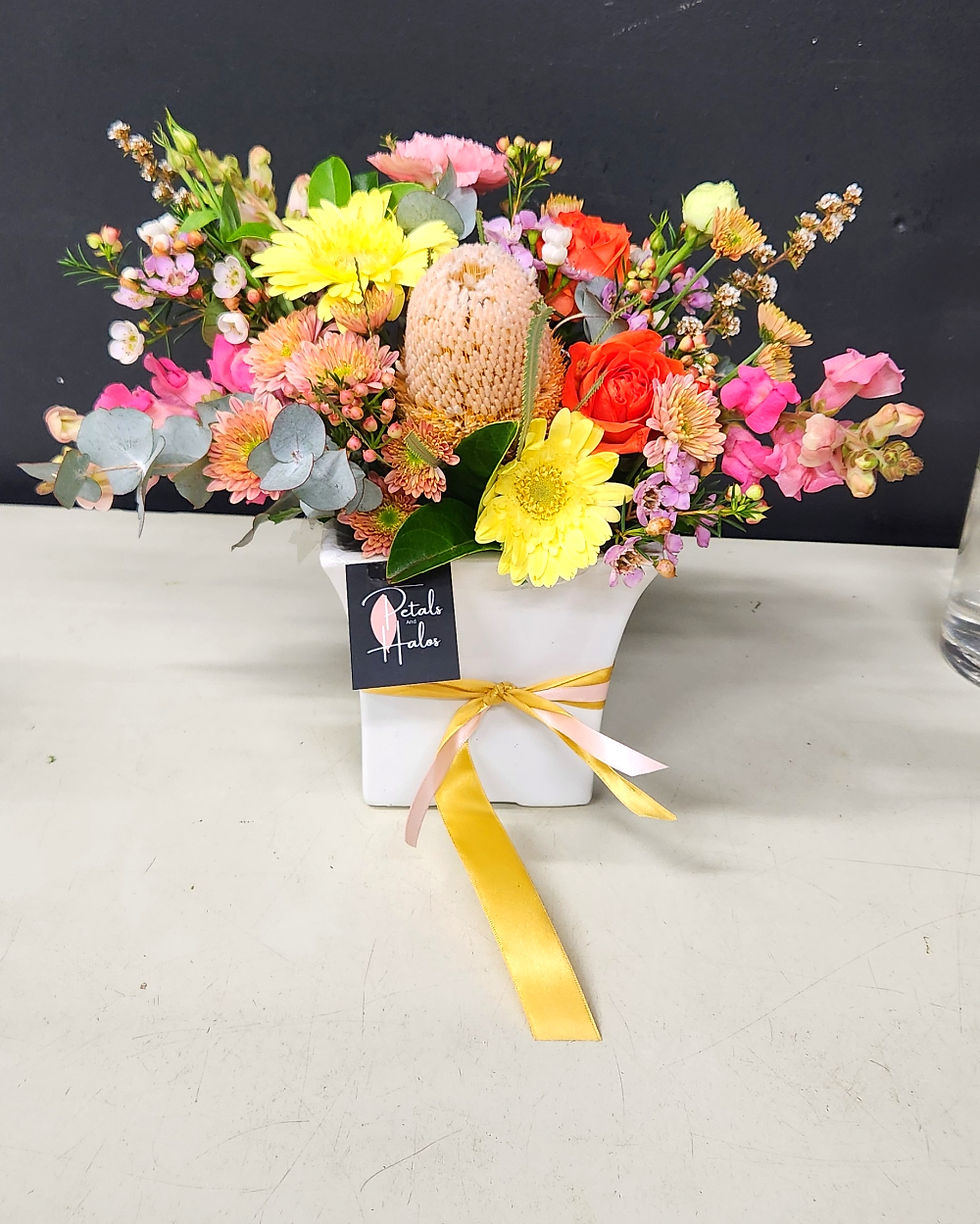 colourful flowers in a vase