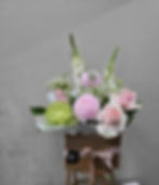 large green and pink flower box