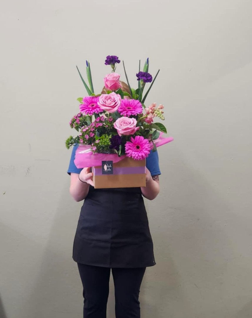 Pink and Purple flower box delivery