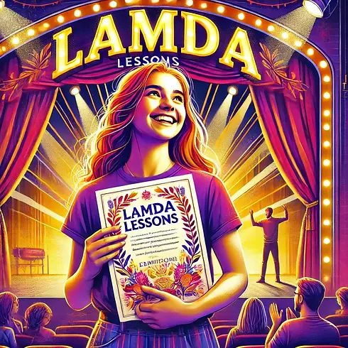 DALL·E 2024-10-02 11.41.11 - An artistic and vibrant poster for LAMDA lessons, featuring a