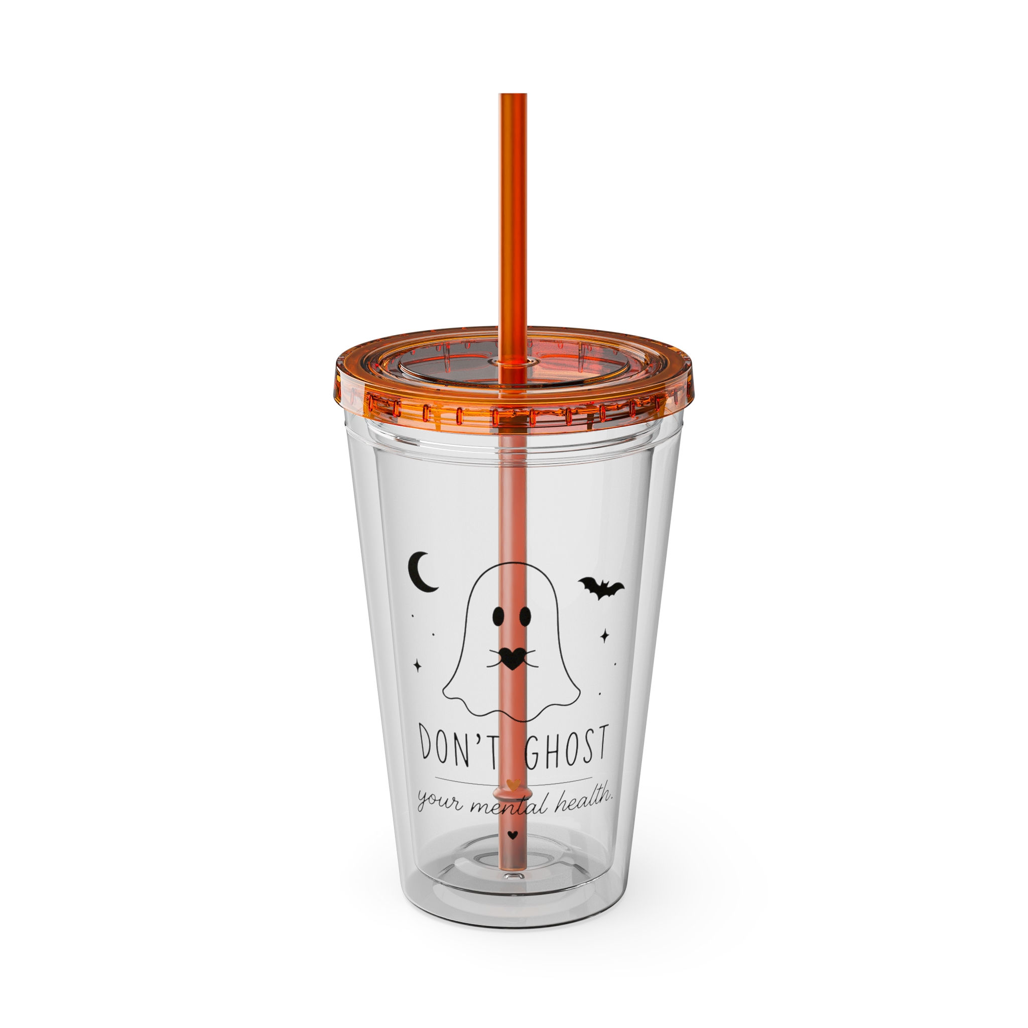 Ghost Tumbler with Straw — 'Don't Ghost' Cute Halloween 16oz Travel Cup