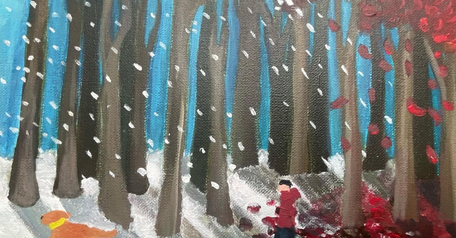 Walking through a snowy forest