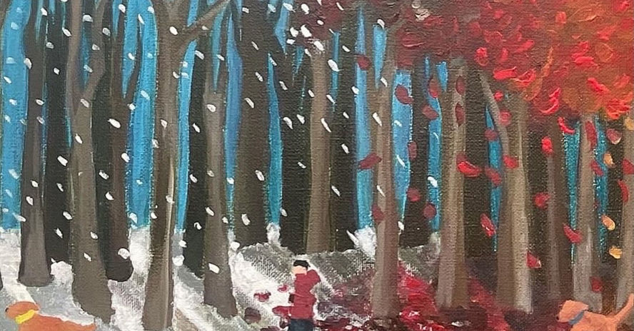 Walking through a snowy forest