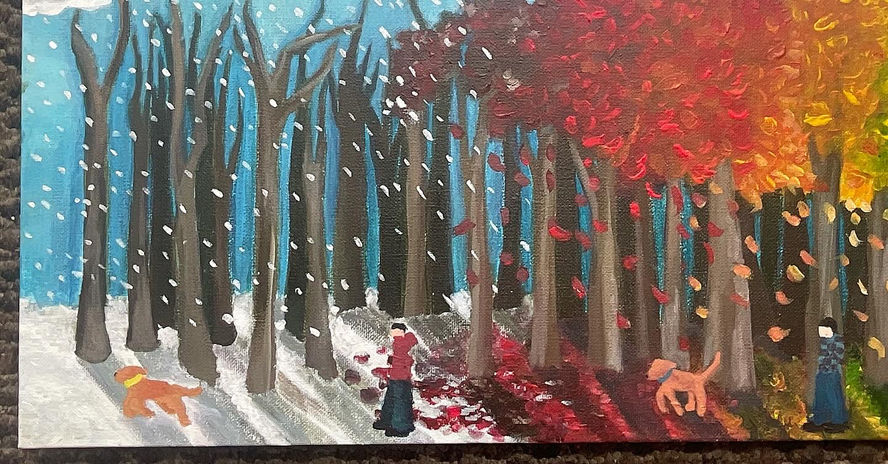 Walking through a snowy forest