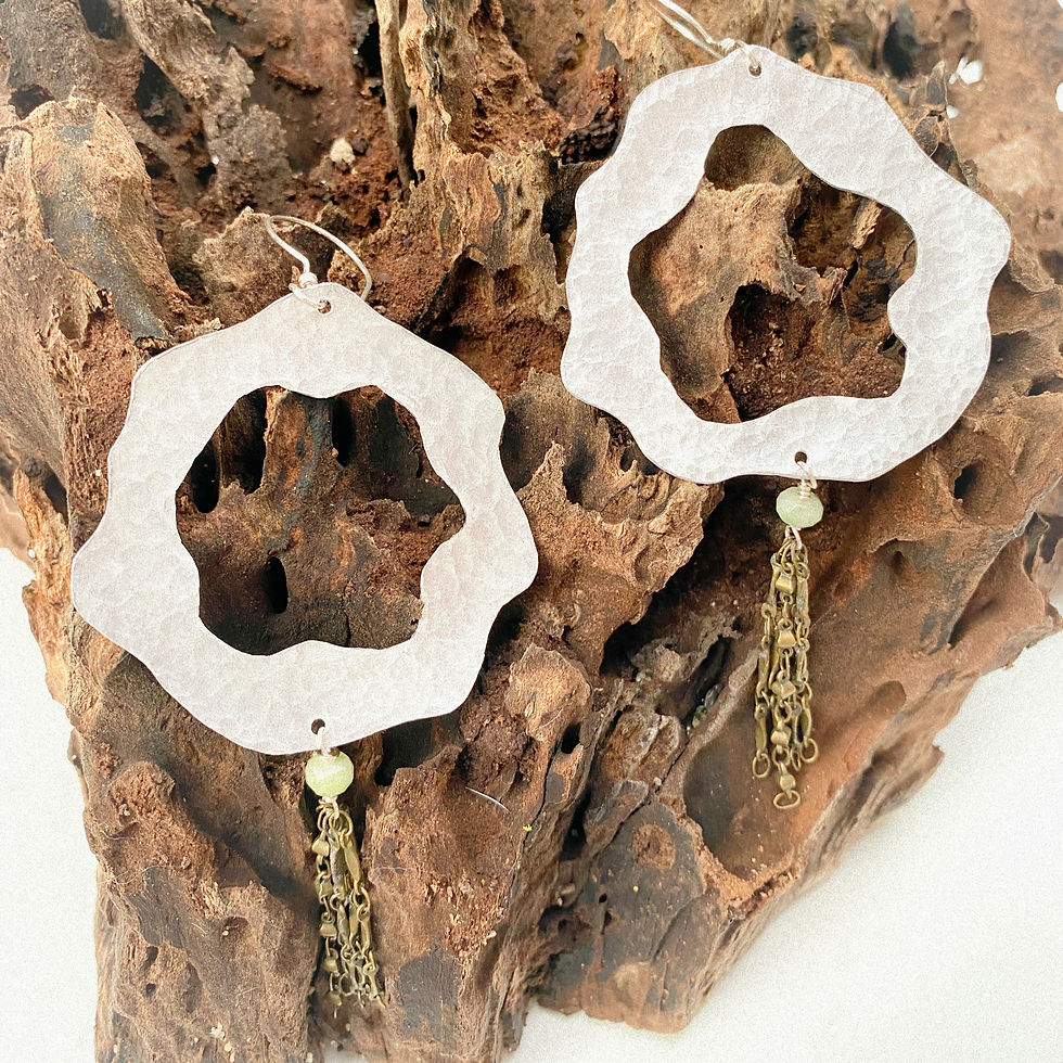 Thumbnail: Wavey Brass Tassle Hoops