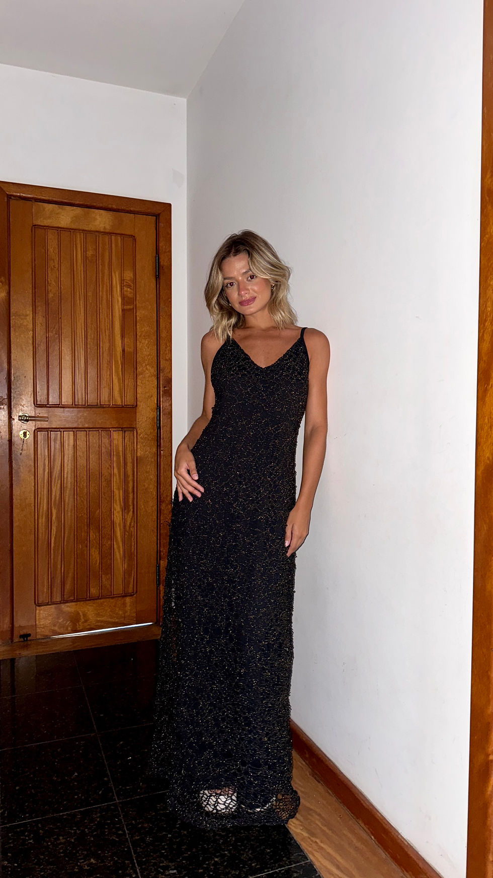 Miniatura: Vestido Lara longo preto renda 