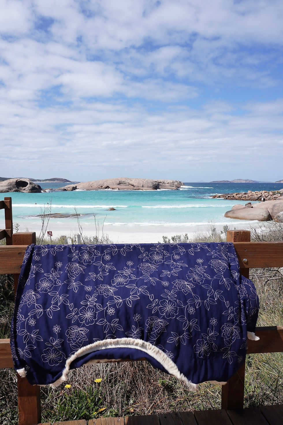 Miniatura: Canga bordada flores azul 