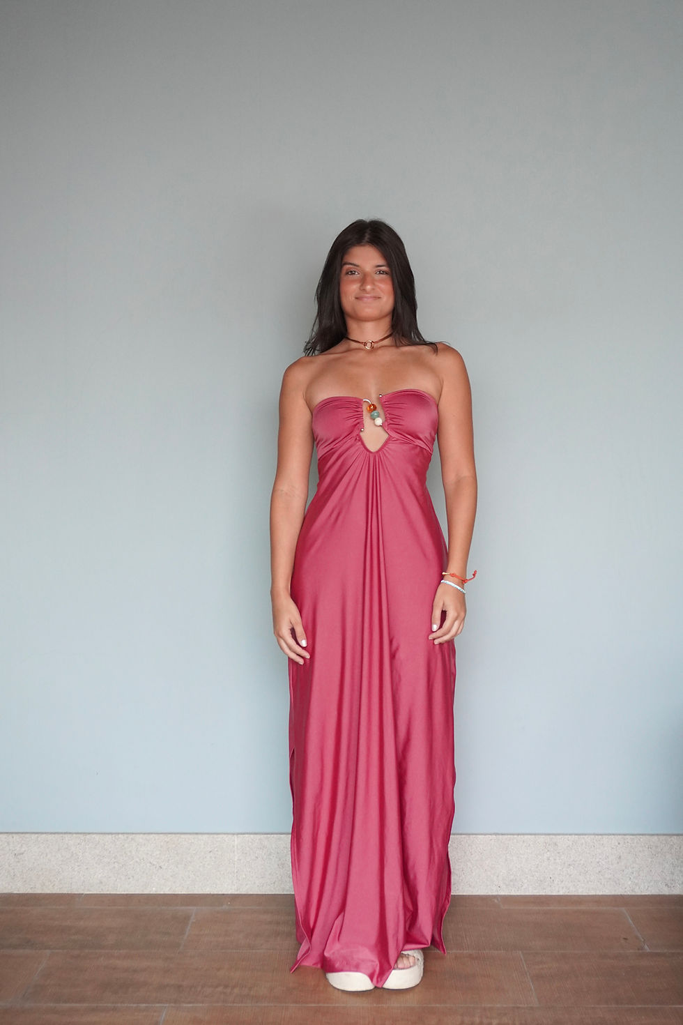 Thumbnail: Vestido Estela framboesa cintilante 