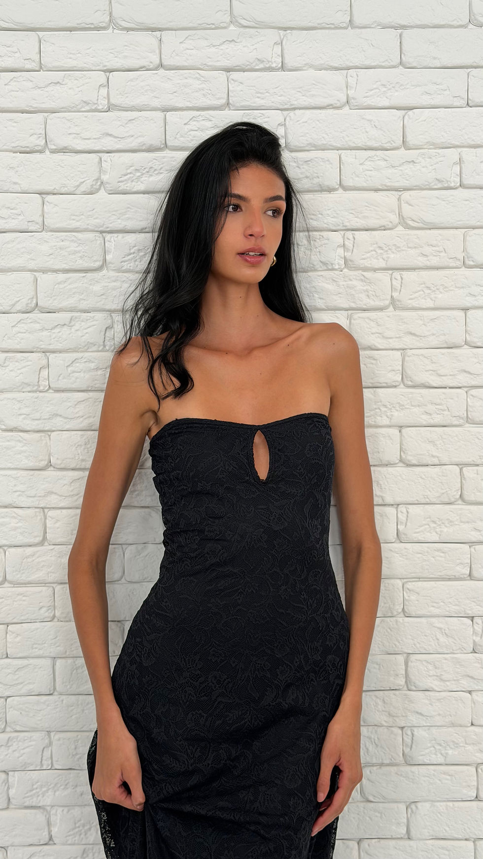 Miniatura: Vestido Catarina Gota preto Laise bordada 
