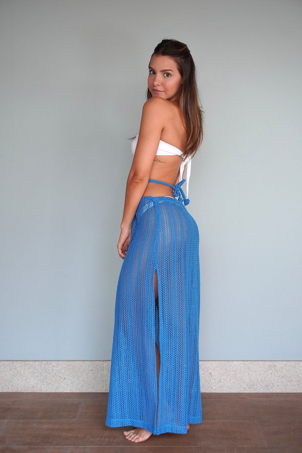 Miniatura: Saia longa azul  