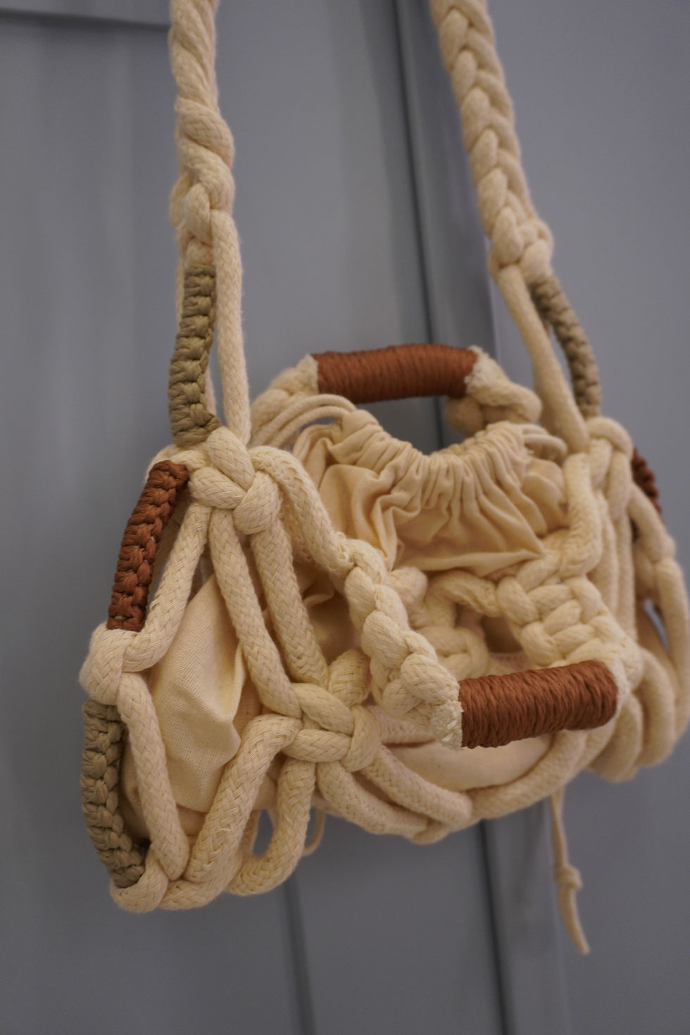 Miniatura: Bolsa Perla macramê bege