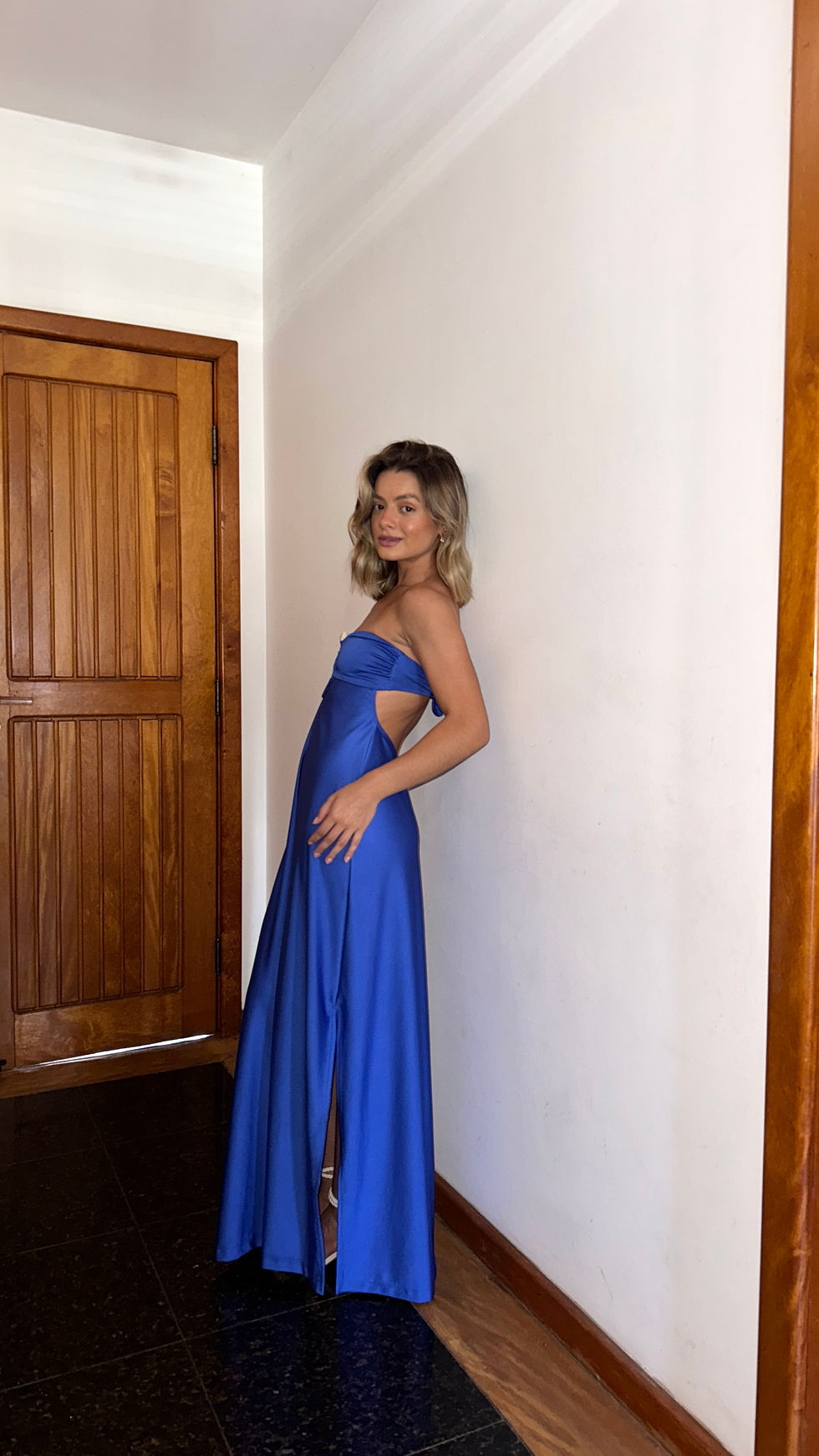 Miniatura: Vestido Estela azul royal cintilante 