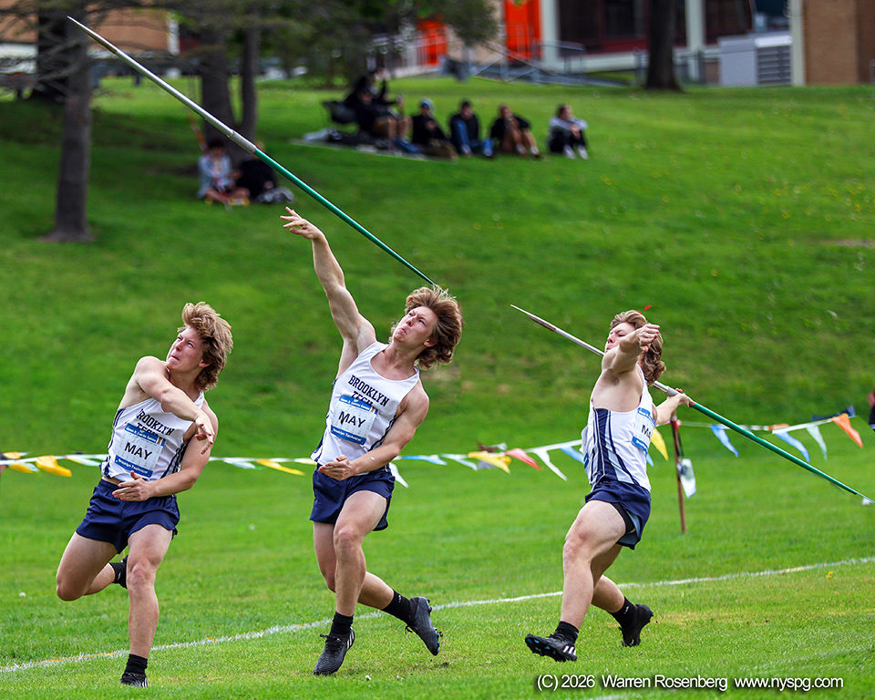 Above: Duncan May from Brooklyn Technical High School throwing the Javelin.