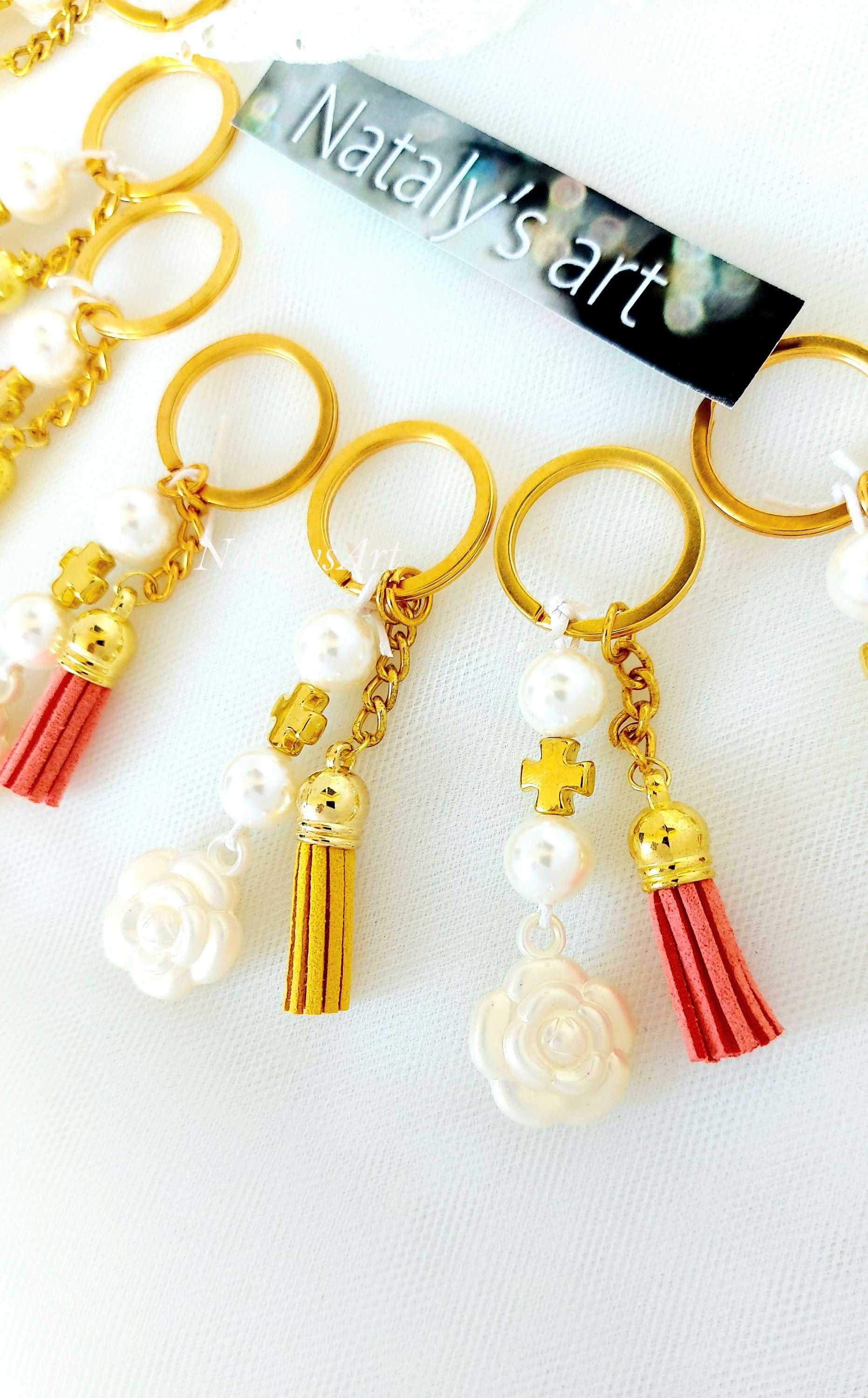 30pcs Girl Gold Key Rings Baptism favors Greek Baptism gifts for guests
