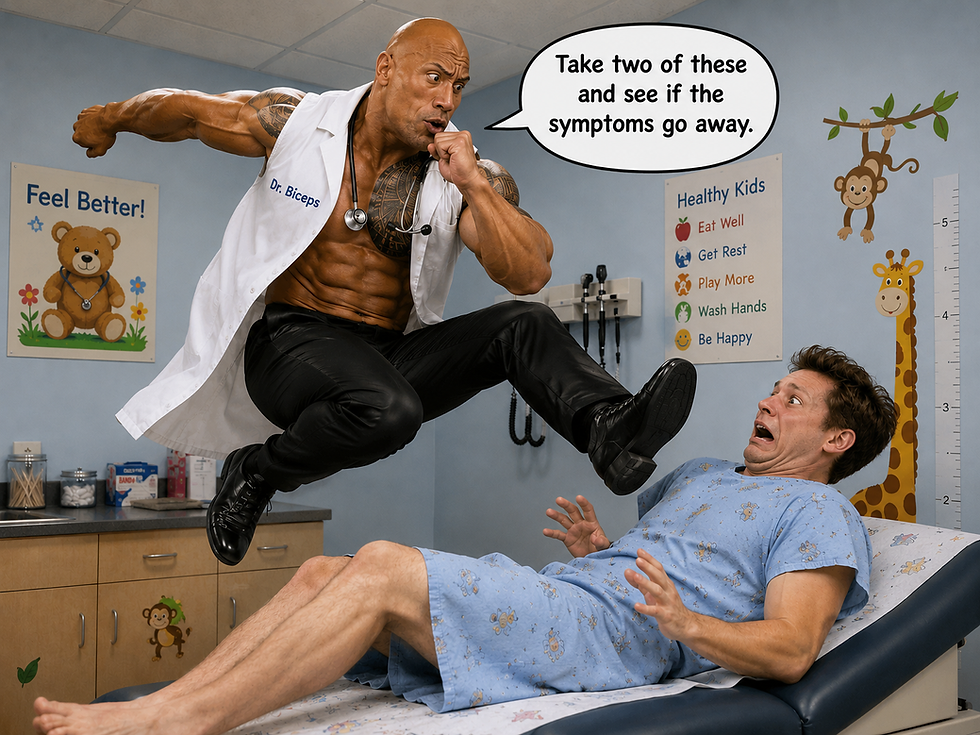 The Rock writing a prescription